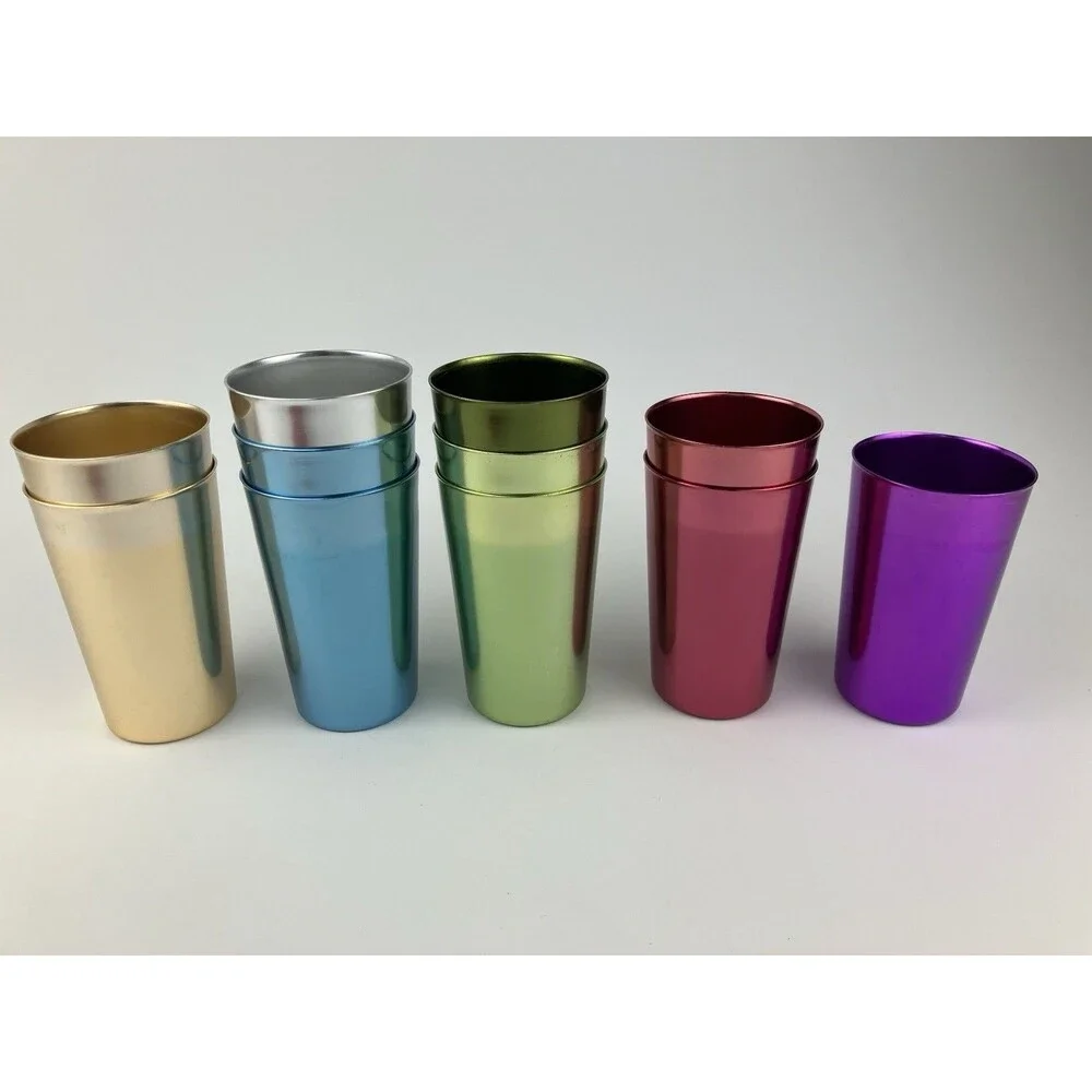 Bascal Metalic Colored Cups & Bowls | 11 Cups & 7 Bowls VTG Decorative